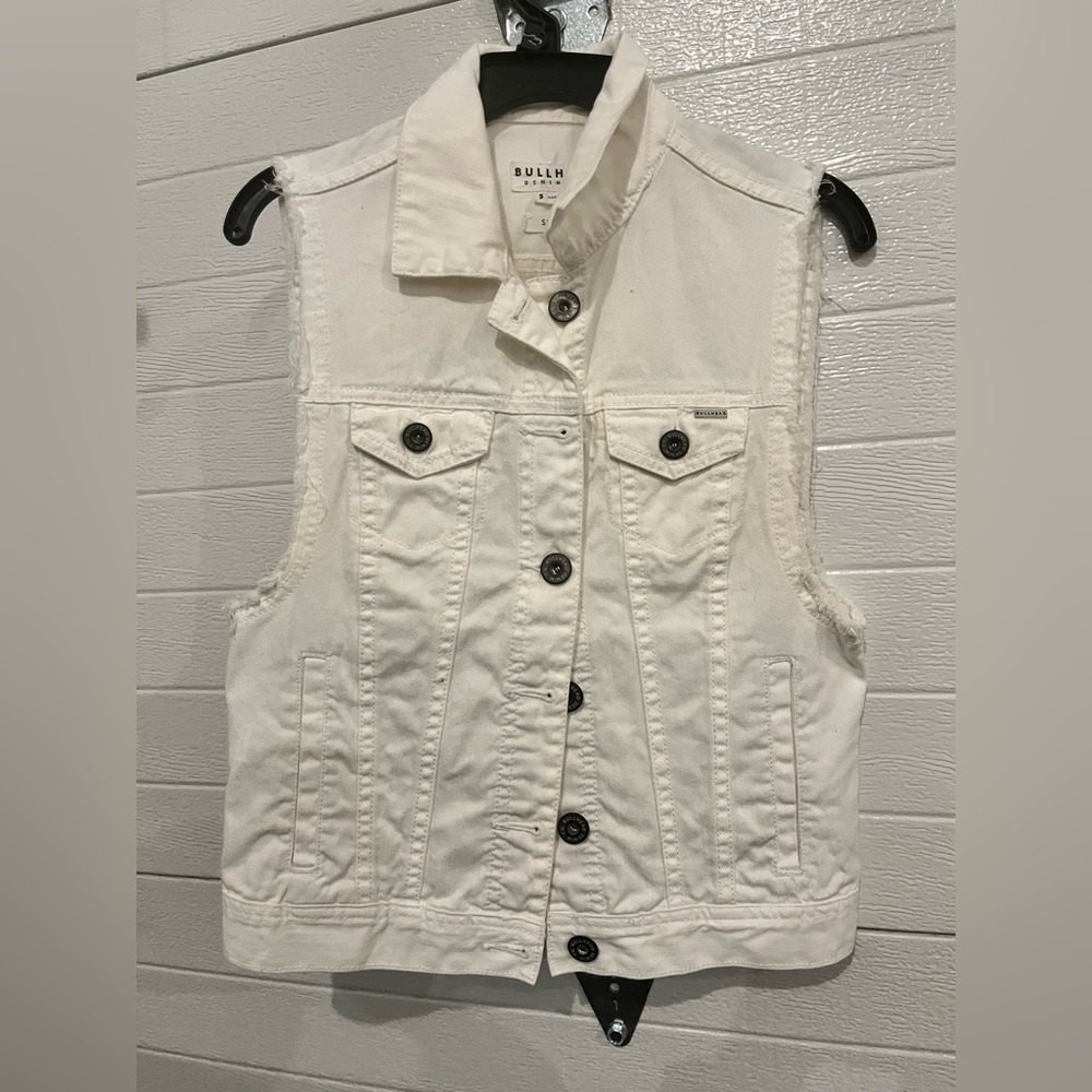 BULLHEAD DENIM CO. White Denim Vest